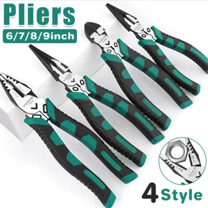 Multifunctional Tiger Pliers Flat Diagonal Needle Nose Wire Cutter Blue Handle - Picture 1 of 24