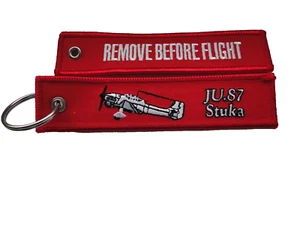 Schlüsselanhänger  Remove before flight   JU-87 Stuka  ca 12,5x3, cm in weiß/rot - Bild 1 von 1