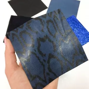 BLUE SNAKE leather scraps suede Blue metallic sheet 5x5 inch DIY scrap set - Picture 1 of 10