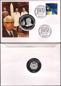 GERMANY 1994-6-25 Space Pioneer Oberth Birth cover,Silver Metal Medal,Tonga Coin - Picture 1 of 1