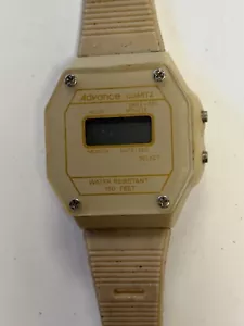 Advance Plastic Vintage Electric Digital Men's Wrist Watch Beige Unique AS IS - Picture 1 of 8