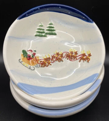 "Juego de tres platos de Navidad de 4"" de diámetro Bella Casa Ganz aperitivo plato de caramelo" Foto 1 de 4