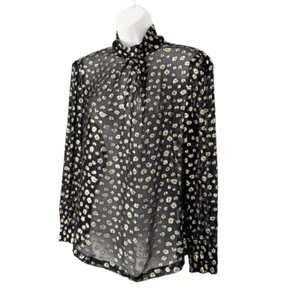 Blusa de cuello alto metálica transparente Mille Charlotte talla mediana nueva con etiquetas - Imagen 1 de 15