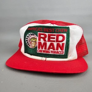 Vintage Red Man Chewing Tobacco Trucker Mesh Snapback Hat Swingster Made In USA - Picture 1 of 10