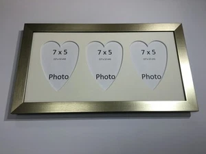 Multi Heart Photo Frame Gold-Holds 3 x 7''X5'' Choose from 4 mount colours - Picture 1 of 5
