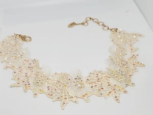 AMRITA SINGH LACE CROCHET FILIGREE AB CRYSTAL RHINESTONE CHOKER NECKLACE BOHO - Picture 1 of 5