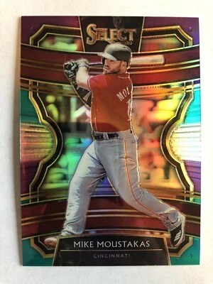 2020 SELECT MIKE MOUSTAKAS TRI-COLOR PRIZM REFRACTOR CARD CINCINNATI REDS - Image 1 of 2