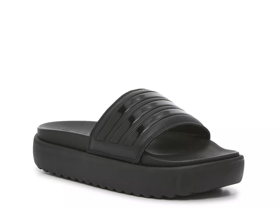 Adidas Women’s Adilette Platform Sandal Slides Black Size 8-9 HQ6179.