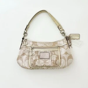 COACH Shoulder bag Accessory Pouch Poppy Sequin Signature Auth USED #9254 - Picture 1 of 12