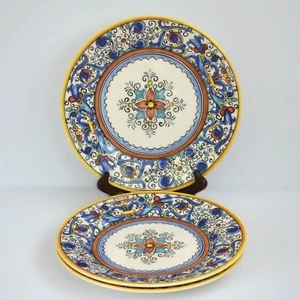 Juego de 3 platos de cena Umbría multicolor pintados a mano 10 7/8 pulgadas Portugal - Imagen 1 de 8