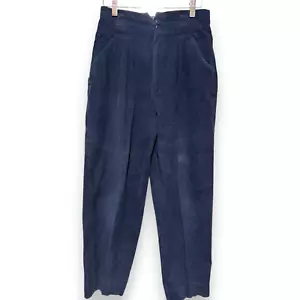 Hunters Run VTG 80s 90s Y2K navy blue corduroy high rise pleated pants sz 10 - Picture 1 of 13