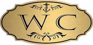 Gold "WC" Wasserschrank Maritim Boot Türschild - kostenloser Versand - Bild 1 von 1