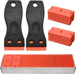 Sticker Scraper Tool Set Include 120 Pcs 1.5 Inch Plastic Scraper Blades + 2 Pcs - Picture 1 of 7