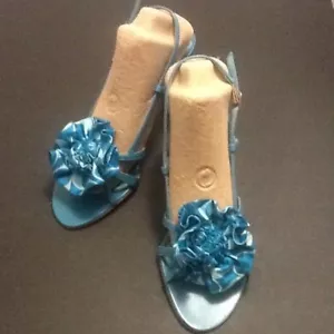 COACH ROSETTE LEATHER STRAP SLINGBACK HEEL SANDALS SIZE 7 - Picture 1 of 9