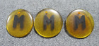 Vintage inlaid black letter M applejuice bakelite (tested) 3 pendants /*