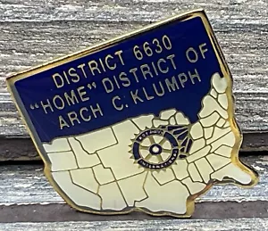 Vintage Rotary Club Lapel Pin District 6630 Arch Klumph Gold Tone Blue 1” - Picture 1 of 2