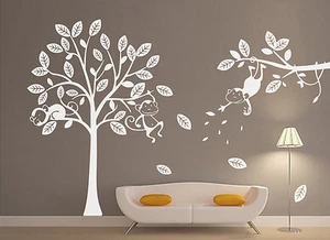 Handschnitzen Affenbaum Kinder/Baby Wandaufkleber Aufkleber Vinyl Dekor UK RUI63 - Bild 1 von 9