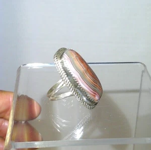 Vintage Silber Ring oval mit mehrfarbigem Stein Größe 6,75 - Bild 1 von 4