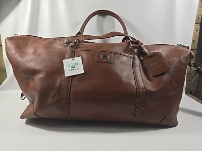 Cutter Buck Brown Leather Duffle Overnight Travel Carryon Luggage Bag - Defects - Image 1 of 4