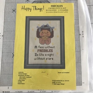Happy Things Counted Cross Stitch Kit With 5x7 Frame Freckles #124-612 Vintage - Picture 1 of 5