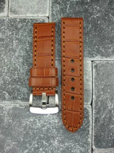 22mm BIG CROCO Leather Strap Honey Brown Thick Watch Band Brown for BREITLING - Picture 1 of 10
