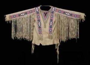 Old American Handmade Beige Buckskin Suede Beaded Powwow Regalia War Shirt NW9 - Bild 1 von 2