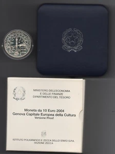 ITALIA 10 EURO 2004 ARGENTO PROOF "GENOVA CAPITALE DELLA CULTURA" - Foto 1 di 1