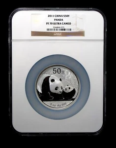 2011 China Panda 5oz Silver Coin 50 yuan NGC PF 70 ULTRA CAMEO - Picture 1 of 4