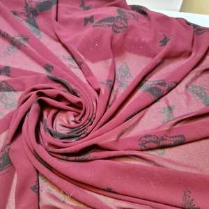 Chiffon Schmetterling Krepp Georgette Burgund Material Kleid Handarbeit Stoff 58" Meter - Bild 1 von 3