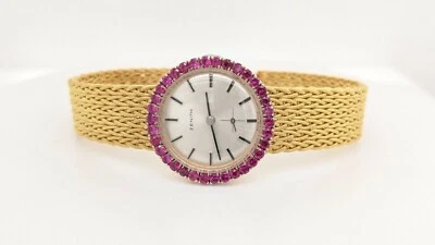Vintage Zenith 18K Gold & Pink Sapphire Hand Winding Watch - 26mm - 34043 - image 1 of 4