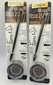 (2) L'Oreal Brow Stylist Frame & Set Cream Pomade #214 WARM BRUNETTE - Picture 1 of 1