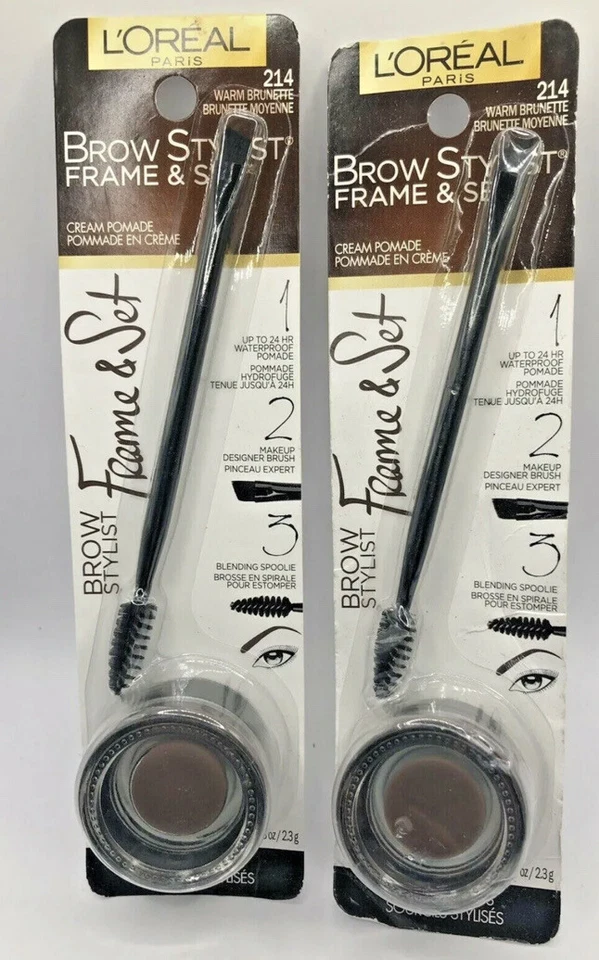 (2) L'Oreal Brow Stylist Frame & Set Cream Pomade #214 WARM BRUNETTE - Image 1 of 1