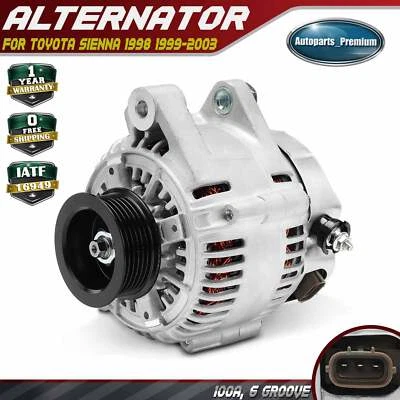 Alternador para Toyota Sienna 1998-2003 3,0 L 100 amperios/12 voltios CW polea de 6 ranuras Foto 1 de 4