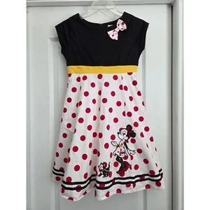 The Dress Shop Disney Minnie Mouse Figaro Polka Dot Dress Character Bow Size L - Picture 1 of 8