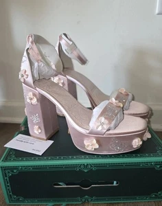 Aldo x Wicked pink Platform Heels with Floral And Rhinestones Womens 10 NIB - Picture 1 of 10