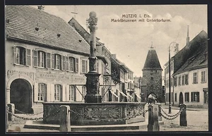 CPA Mutzig i. Els., Marktbrunnen avec Untertorturm 1915 - Picture 1 of 2
