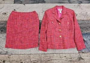 Vintage Lew Magram Collection 2-teiliger Tweed Rock Anzug Gr. 8 Langarm gefüttert - Bild 1 von 13