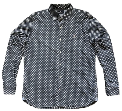 Camisa Psycho Bunny Para Hombres Grande Abotonada Manga Larga Informal Robert Godley Estampado X Foto 1 de 4