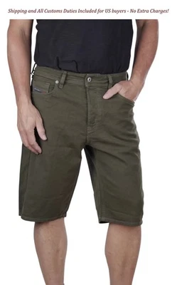 Pantalones Cortos DIESEL Keeshort R6Q88 Hombres W29 Denim Verde Bermudas Elásticas PVP €100 I Foto 1 de 4