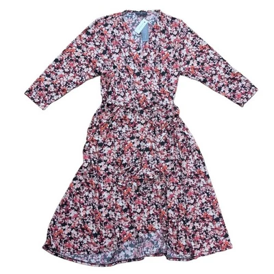 Lane Bryant NWT Long Floral Dress 3/4 Sleeve Boho Prairie Tie Elastic Waist New  - Image 1 of 4