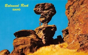 BALANCED ROCK Castleford, Idaho Twin Falls County 1950er Chrom Vintage Postkarte - Bild 1 von 2