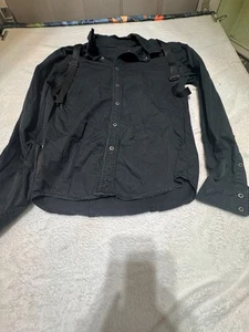 Camicia NASTY PIG nera bretelle manica lunga snap davanti casual taglia large - Foto 1 di 10