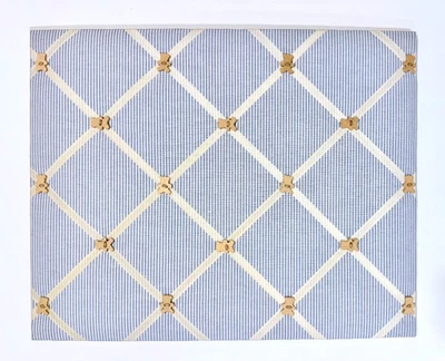 Adorable French Memo/Bulletin Board 20" x 16"- Blue Pinstripe & Teddy Bears- EUC - Image 1 of 4