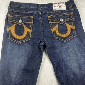 Pantalones de mezclilla True Religion Joey Super T para hombre 42x34 azul pierna recta desgastados - Imagen 1 de 11