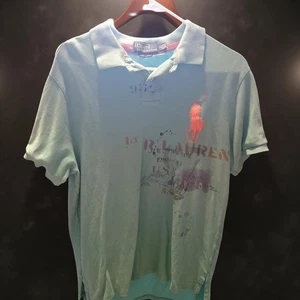 Vintage 90s Polo Ralph Lauren Japan Polo T-Shirt Rare Size Large Mint Green - Picture 1 of 4