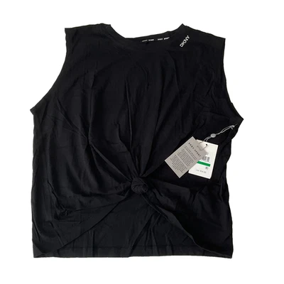 Camiseta sin mangas deportiva Dkny para mujer talla L negra elástica con corbata delantera Foto 1 de 4