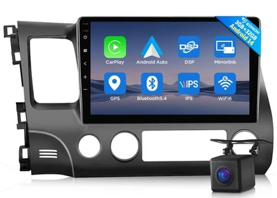 CAM+For Honda Civic Android 14 10.1" Car Stereo Radio CarPlay GPS Navigation DSP - Image 1 of 4