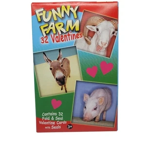 Vintage Funny Farm Animal Picture Valentine's Day Cards 32 tot 8 Designs sealed - Picture 1 of 6