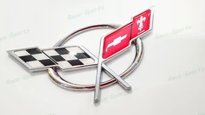 1PC Chrome Rear Deck Lid Cross Flags Emblem Badge Fit For 1997-2004 C5 Corvette - Picture 1 of 6