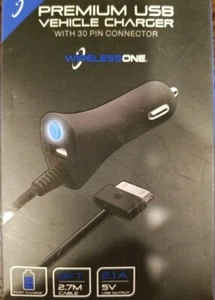 Car Charger w/ USB Port 2.1 Amp fo Apple iPhone 4 4S 4, 3G 3GS 1st Nano 30 Pin - Picture 1 of 3